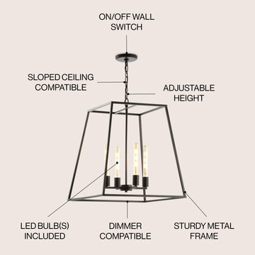 Hutson 21" Iron Modern Angled LED Chandelier - JONATHAN Y